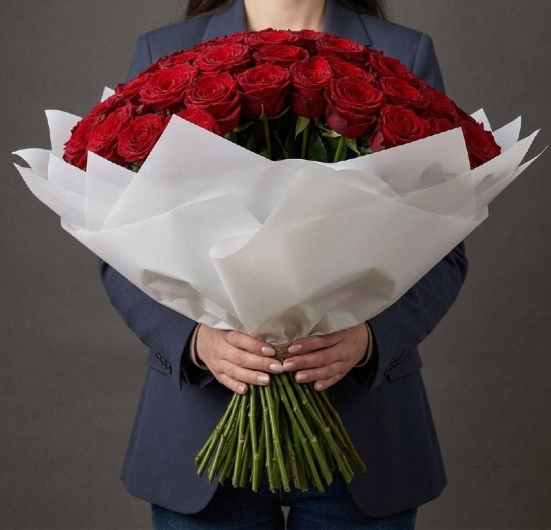 Моно-букет из красных роз